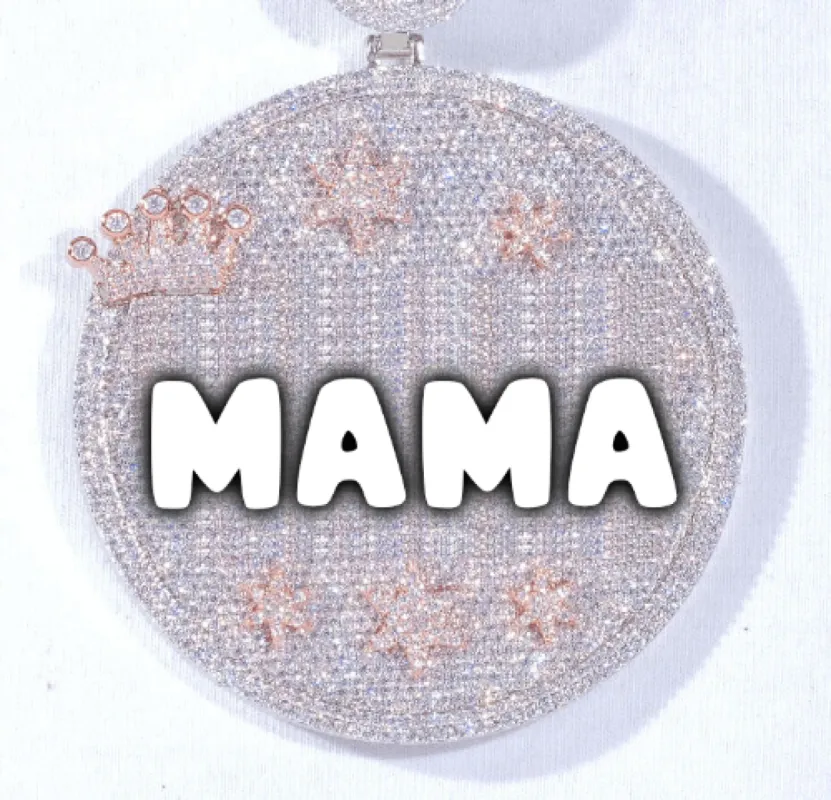 CUSTOM LETTER NECKLACE 3D BIG CROWN DISC sold by The GUU Shop