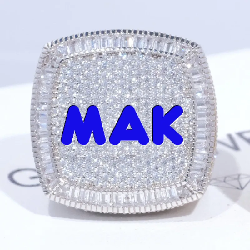 CUSTOM LETTER 3D ICED RING sold by The GUU Shop