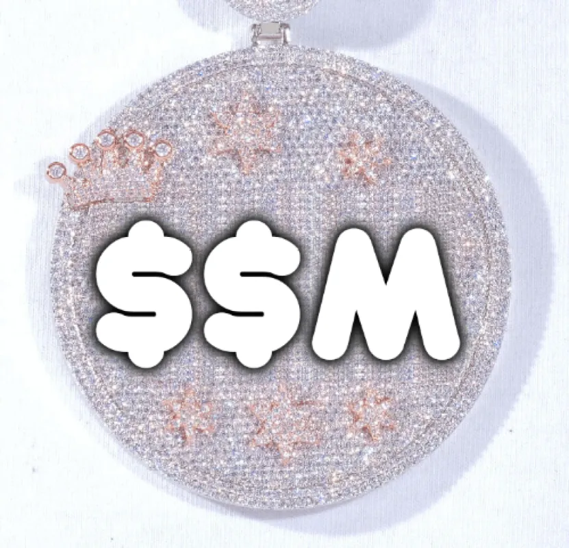 CUSTOM LETTER NECKLACE 3D BIG CROWN DISC sold by The GUU Shop
