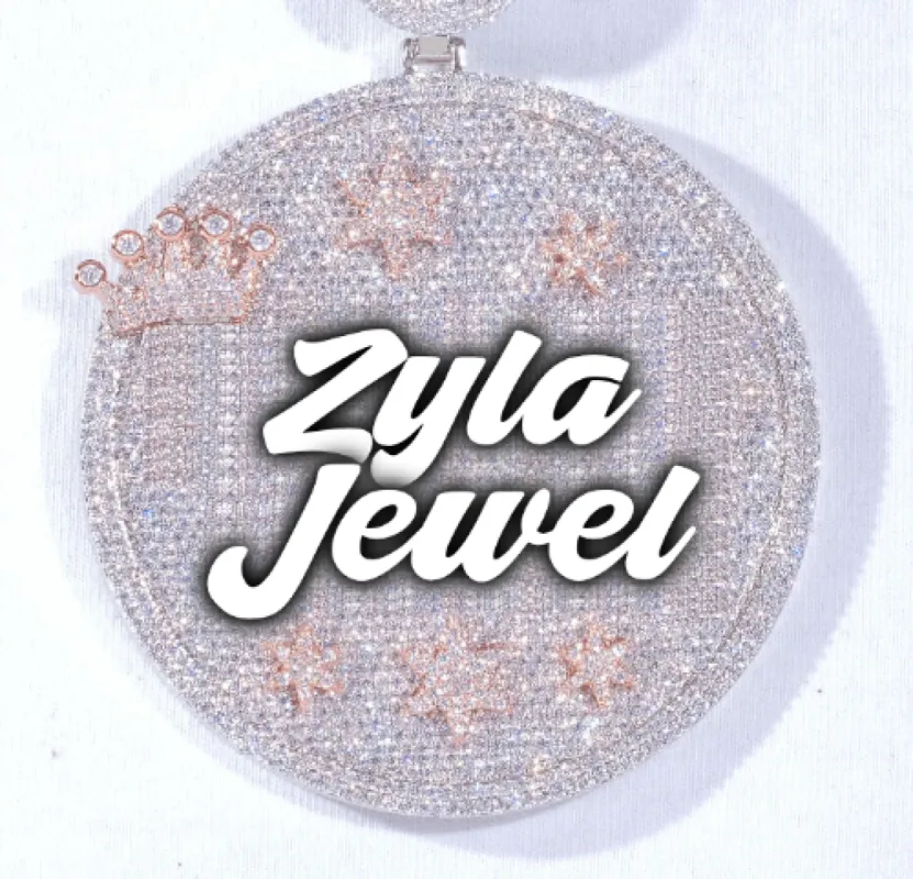 CUSTOM LETTER NECKLACE 3D BIG CROWN DISC sold by The GUU Shop