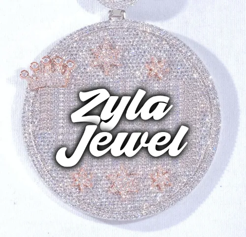 CUSTOM LETTER NECKLACE 3D BIG CROWN DISC sold by The GUU Shop