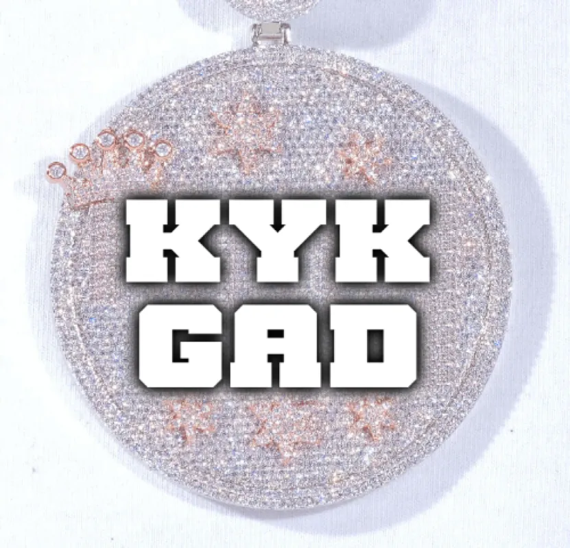 CUSTOM LETTER NECKLACE 3D BIG CROWN DISC sold by The GUU Shop