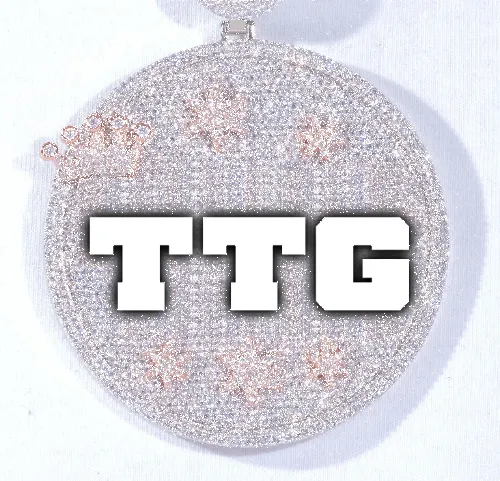 CUSTOM LETTER NECKLACE 3D BIG CROWN DISC sold by The GUU Shop