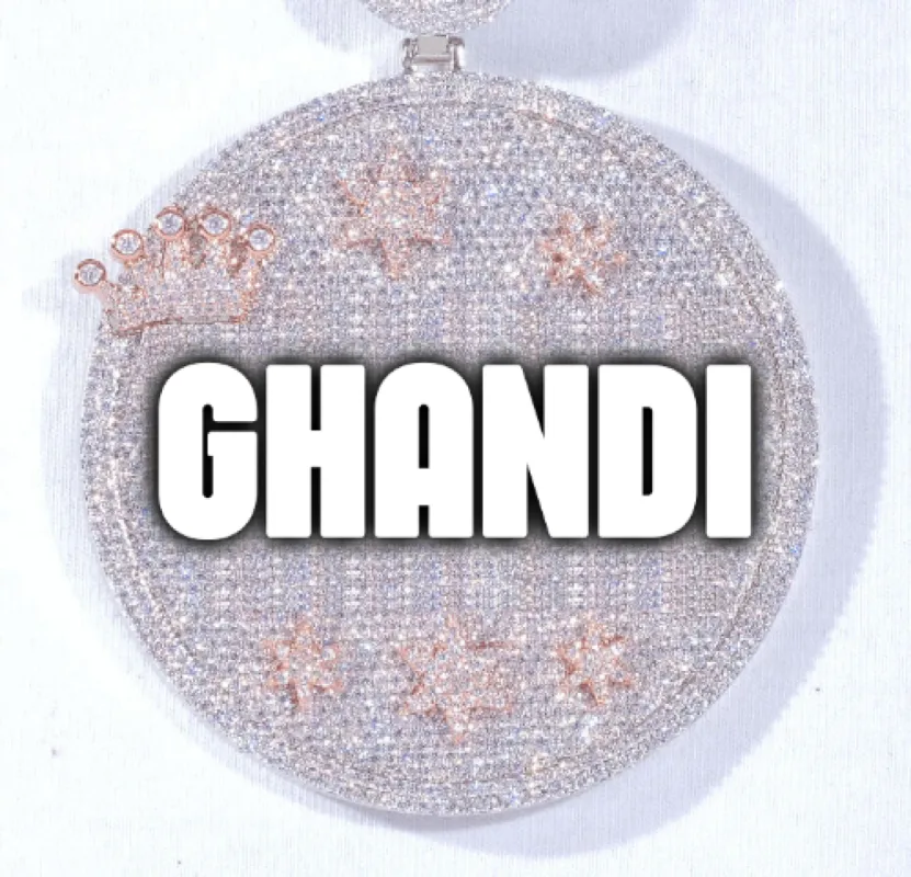 CUSTOM LETTER NECKLACE 3D BIG CROWN DISC sold by The GUU Shop