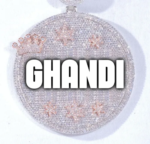 CUSTOM LETTER NECKLACE 3D BIG CROWN DISC sold by The GUU Shop