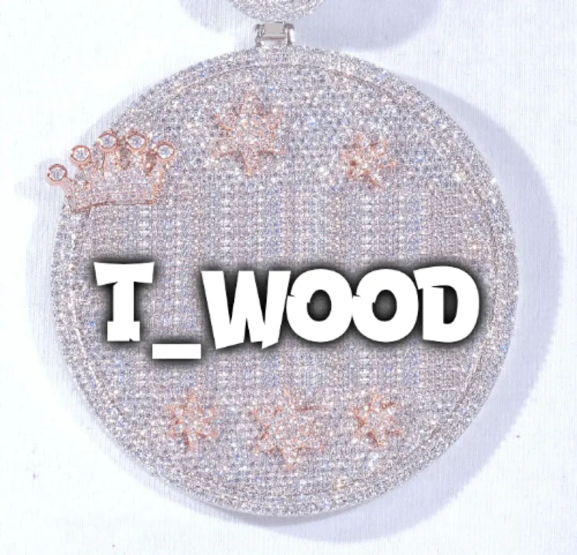 CUSTOM LETTER NECKLACE 3D BIG CROWN DISC sold by The GUU Shop