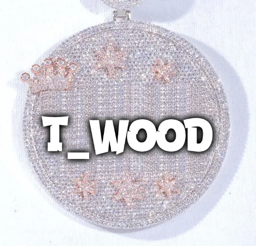 CUSTOM LETTER NECKLACE 3D BIG CROWN DISC sold by The GUU Shop