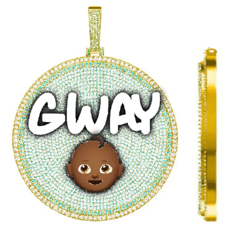 CUSTOM LETTER NECKLACE 3D BIG DISC sold by The GUU Shop