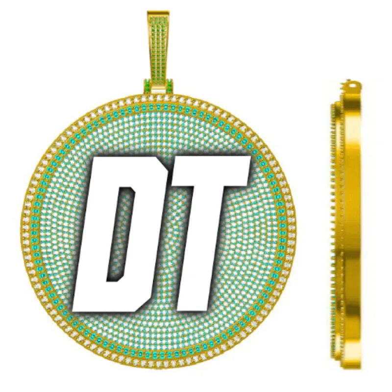 CUSTOM LETTER NECKLACE 3D BIG DISC sold by The GUU Shop