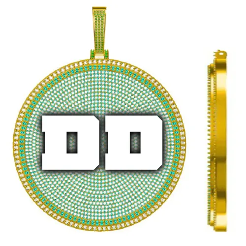 CUSTOM LETTER NECKLACE 3D BIG DISC sold by The GUU Shop