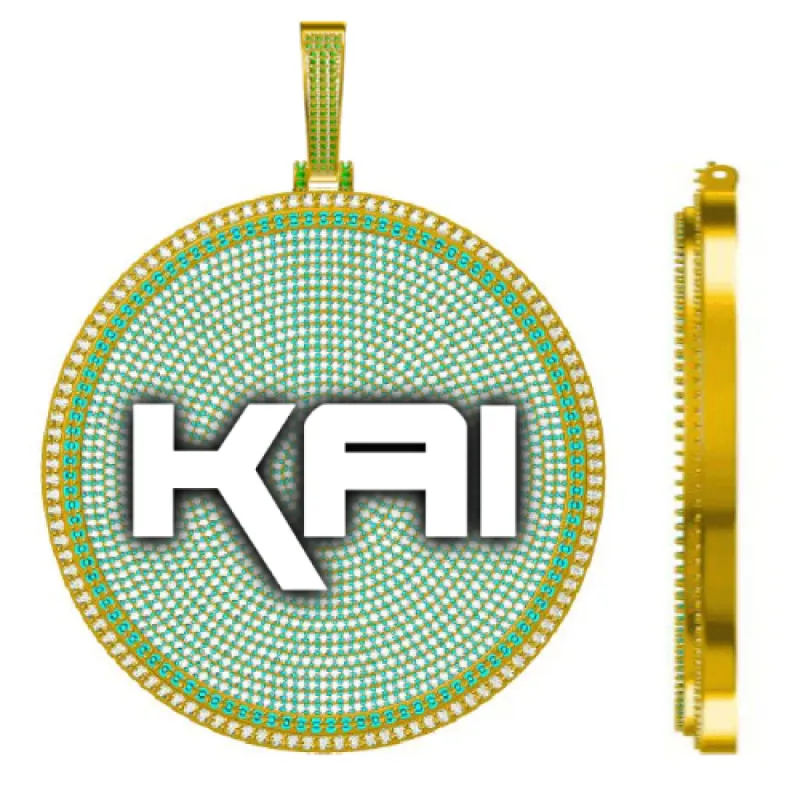 CUSTOM LETTER NECKLACE 3D BIG DISC sold by The GUU Shop