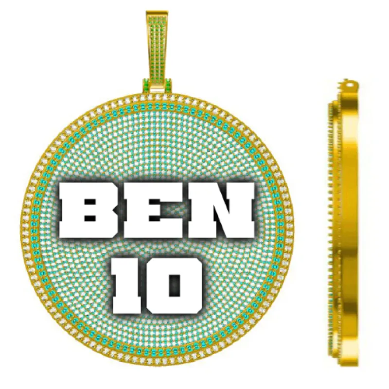 CUSTOM LETTER NECKLACE 3D BIG DISC sold by The GUU Shop