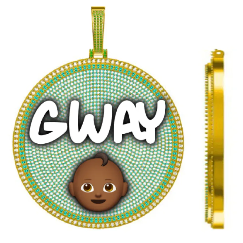 CUSTOM LETTER NECKLACE 3D BIG DISC sold by The GUU Shop