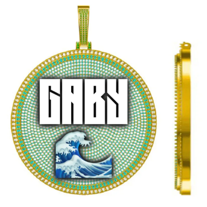 CUSTOM LETTER NECKLACE 3D BIG DISC sold by The GUU Shop