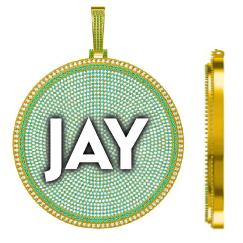 CUSTOM LETTER NECKLACE 3D BIG DISC sold by The GUU Shop