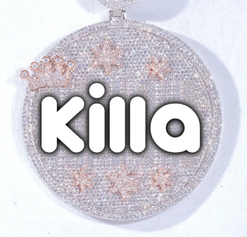 CUSTOM LETTER NECKLACE 3D BIG CROWN DISC sold by The GUU Shop