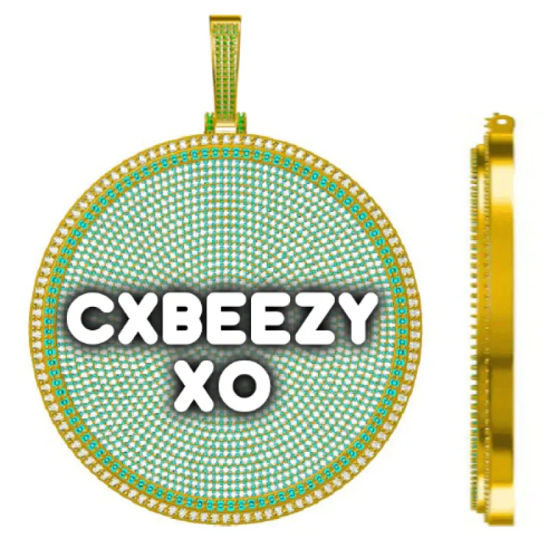 CUSTOM LETTER NECKLACE 3D BIG DISC sold by The GUU Shop