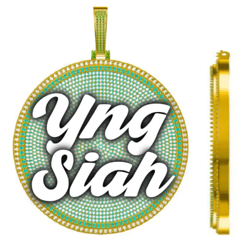 CUSTOM LETTER NECKLACE 3D BIG DISC sold by The GUU Shop