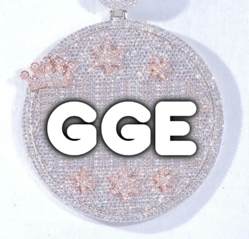 CUSTOM LETTER NECKLACE 3D BIG CROWN DISC sold by The GUU Shop