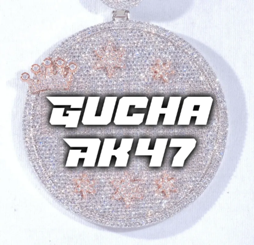 CUSTOM LETTER NECKLACE 3D BIG CROWN DISC sold by The GUU Shop