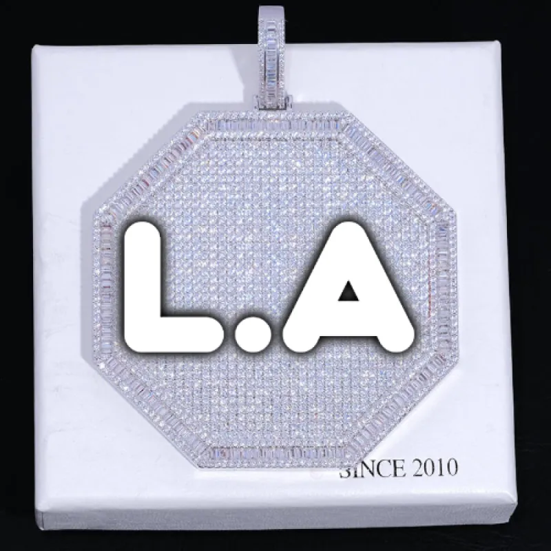 CUSTOM LETTER NECKLACE 3D BIG OCTAGON sold by The GUU Shop