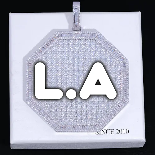 CUSTOM LETTER NECKLACE 3D BIG OCTAGON sold by The GUU Shop