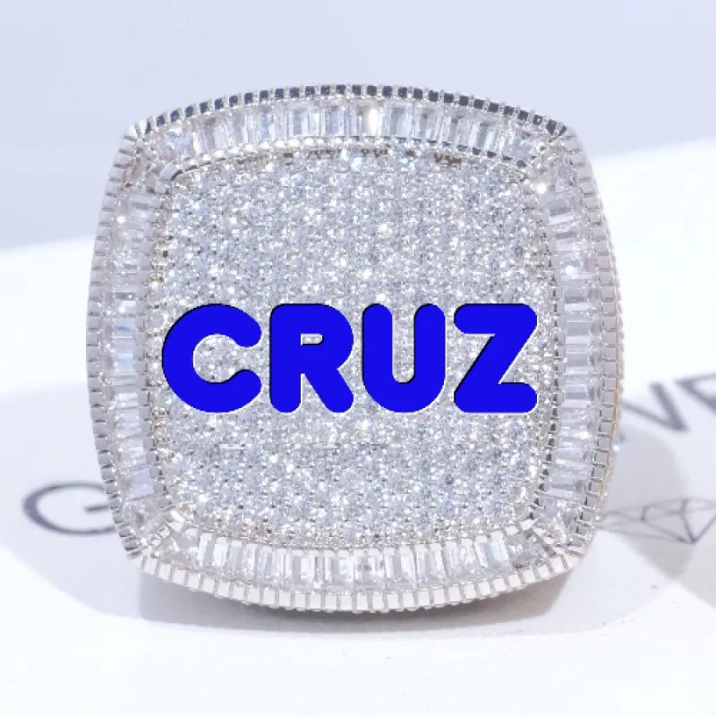 CUSTOM LETTER 3D ICED RING sold by The GUU Shop