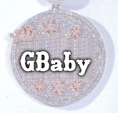 CUSTOM LETTER NECKLACE 3D BIG CROWN DISC sold by The GUU Shop