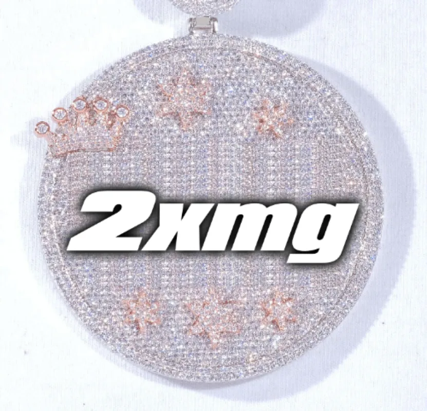 CUSTOM LETTER NECKLACE 3D BIG CROWN DISC sold by The GUU Shop