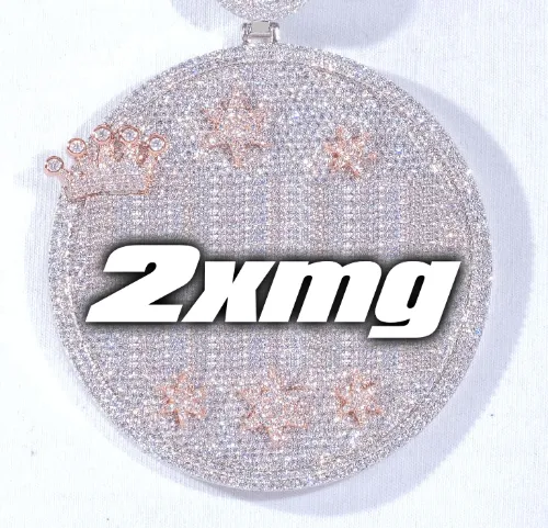 CUSTOM LETTER NECKLACE 3D BIG CROWN DISC sold by The GUU Shop