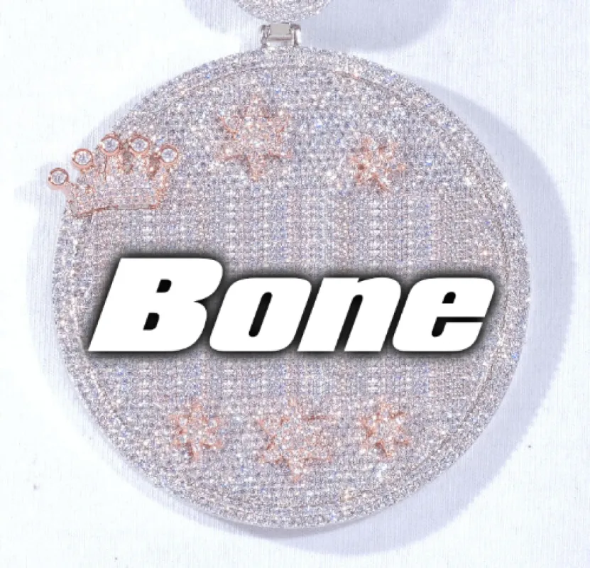 CUSTOM LETTER NECKLACE 3D BIG CROWN DISC sold by The GUU Shop