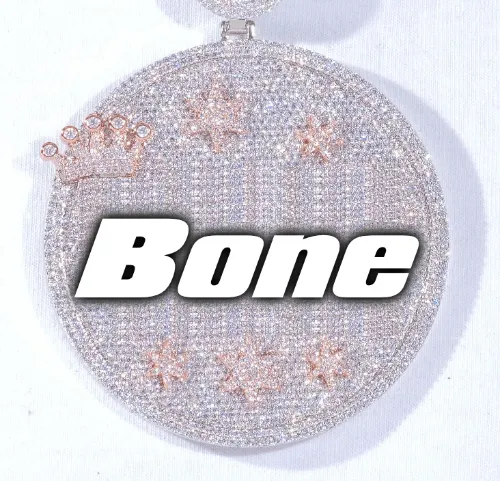 CUSTOM LETTER NECKLACE 3D BIG CROWN DISC sold by The GUU Shop