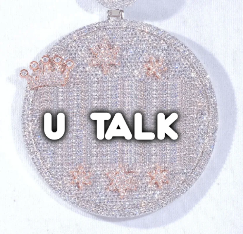 CUSTOM LETTER NECKLACE 3D BIG CROWN DISC sold by The GUU Shop