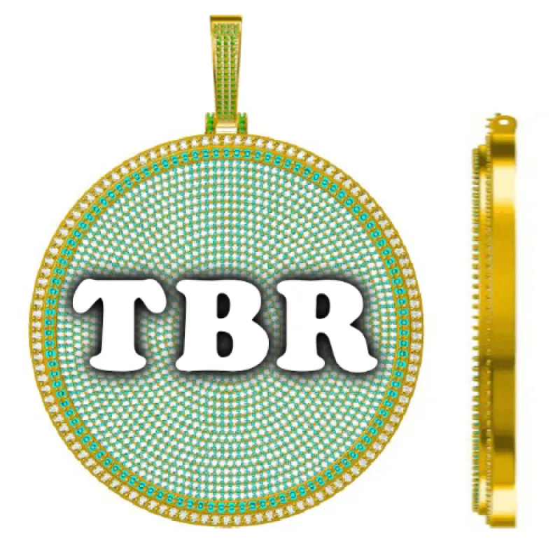 CUSTOM LETTER NECKLACE 3D BIG DISC sold by The GUU Shop