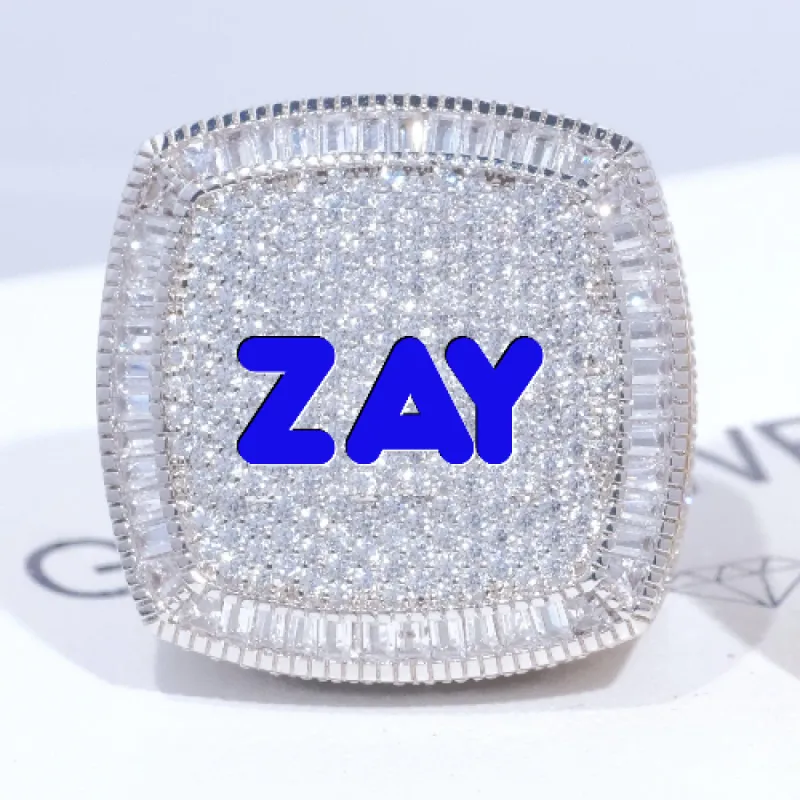 CUSTOM LETTER 3D ICED RING sold by The GUU Shop