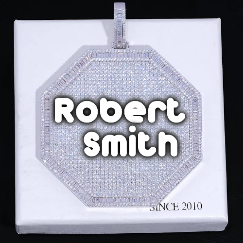 CUSTOM LETTER NECKLACE 3D BIG OCTAGON sold by The GUU Shop