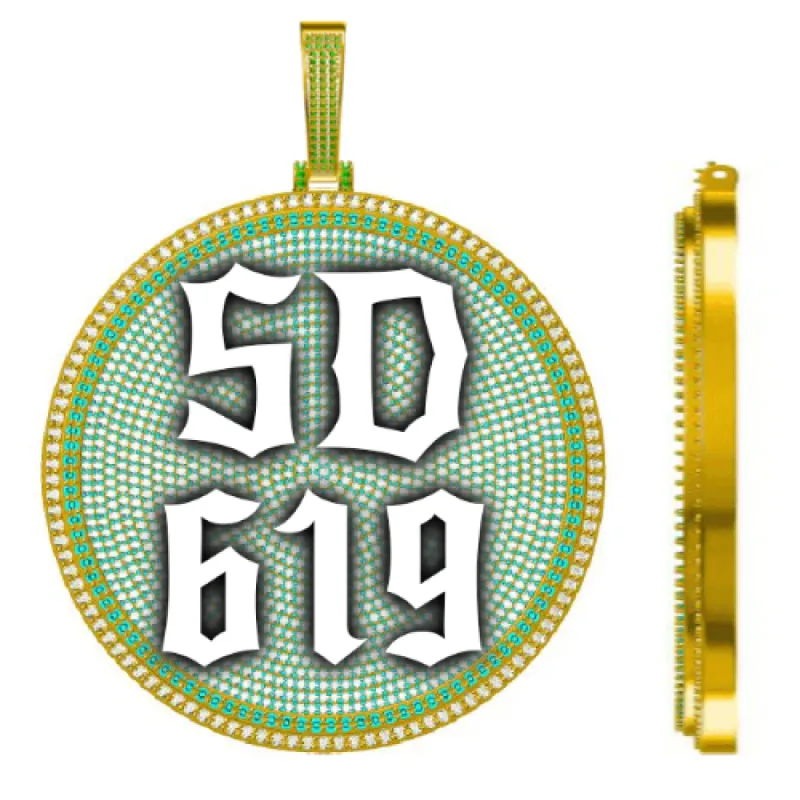 CUSTOM LETTER NECKLACE 3D BIG DISC sold by The GUU Shop