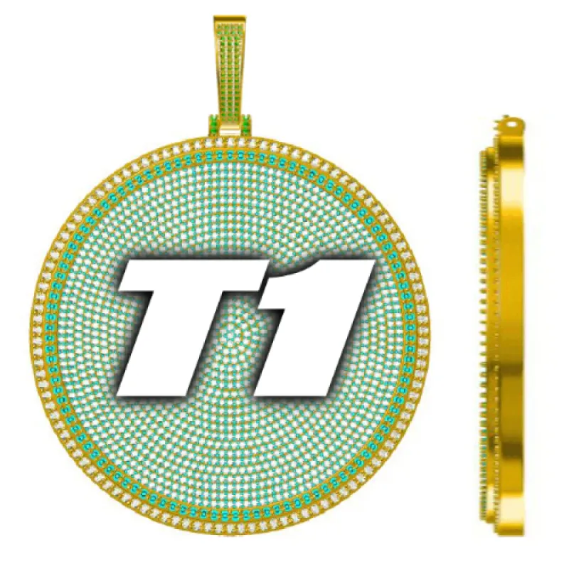 CUSTOM LETTER NECKLACE 3D BIG DISC sold by The GUU Shop