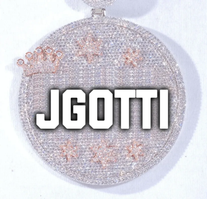 CUSTOM LETTER NECKLACE 3D BIG CROWN DISC sold by The GUU Shop