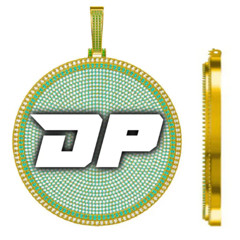 CUSTOM LETTER NECKLACE 3D BIG DISC sold by The GUU Shop