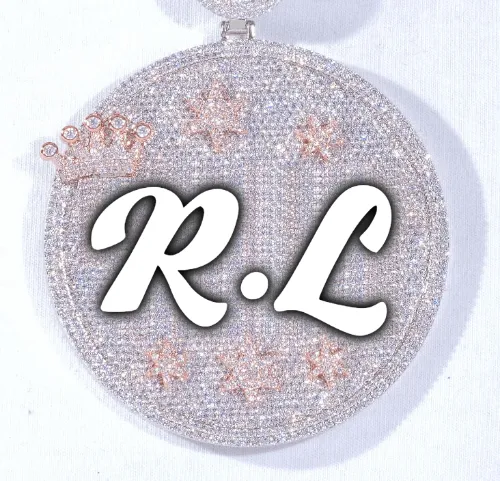 CUSTOM LETTER NECKLACE 3D BIG CROWN DISC sold by The GUU Shop