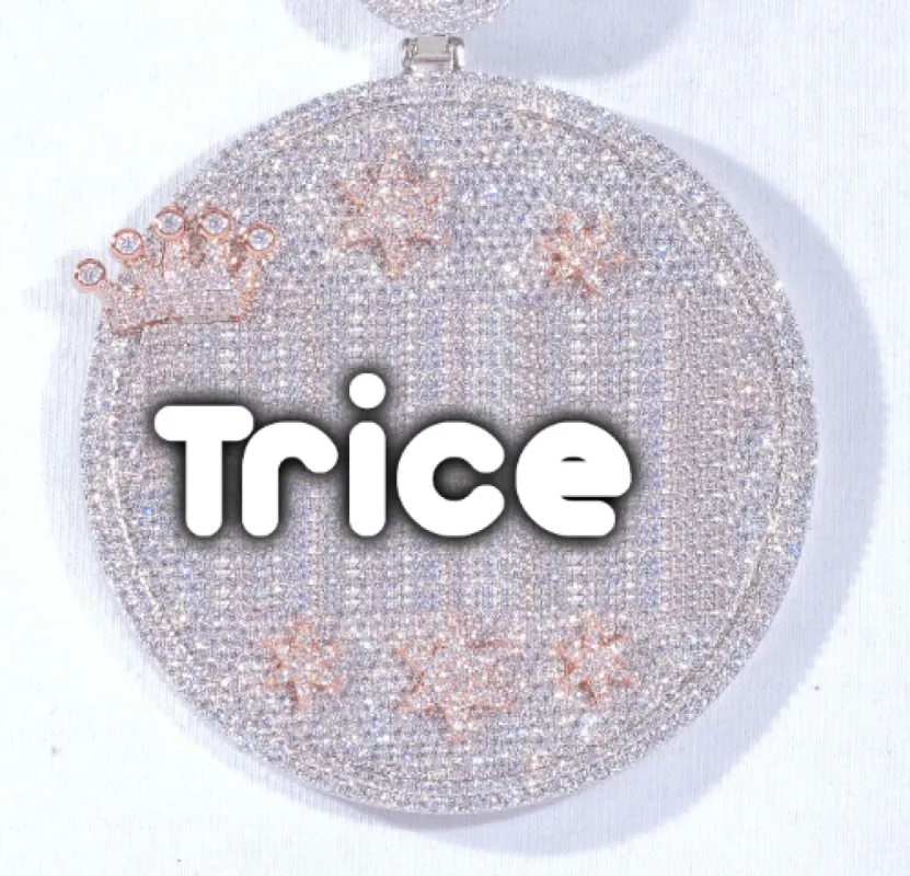 CUSTOM LETTER NECKLACE 3D BIG CROWN DISC sold by The GUU Shop