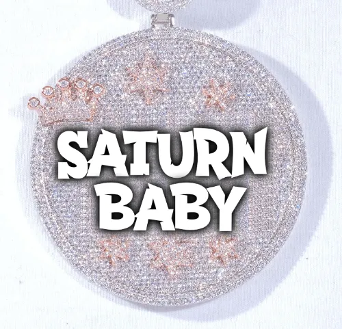 CUSTOM LETTER NECKLACE 3D BIG CROWN DISC sold by The GUU Shop