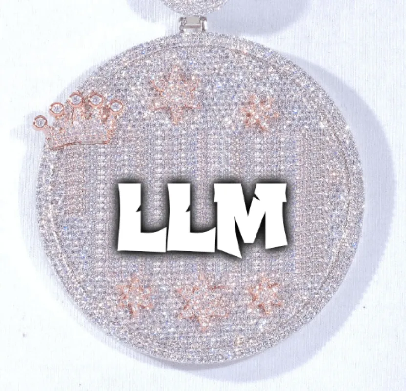 CUSTOM LETTER NECKLACE 3D BIG CROWN DISC made by The GUU Shop