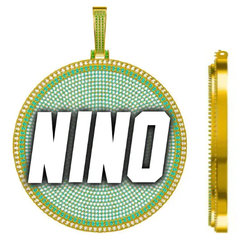 CUSTOM LETTER NECKLACE 3D BIG DISC sold by The GUU Shop