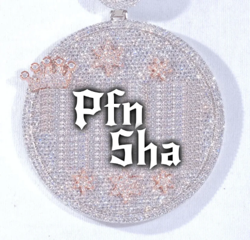 CUSTOM LETTER NECKLACE 3D BIG CROWN DISC sold by The GUU Shop