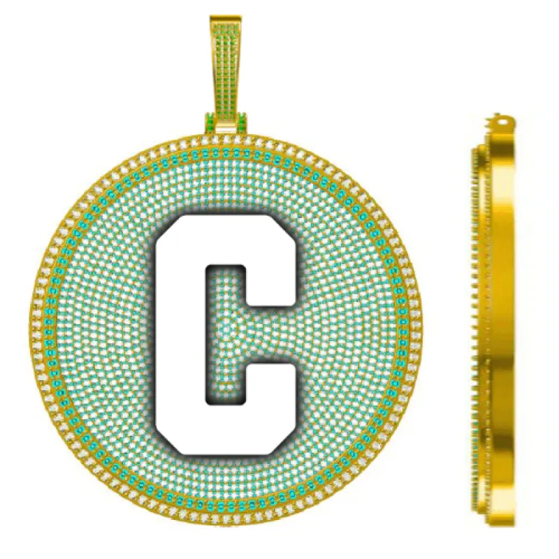 CUSTOM LETTER NECKLACE 3D BIG DISC sold by The GUU Shop