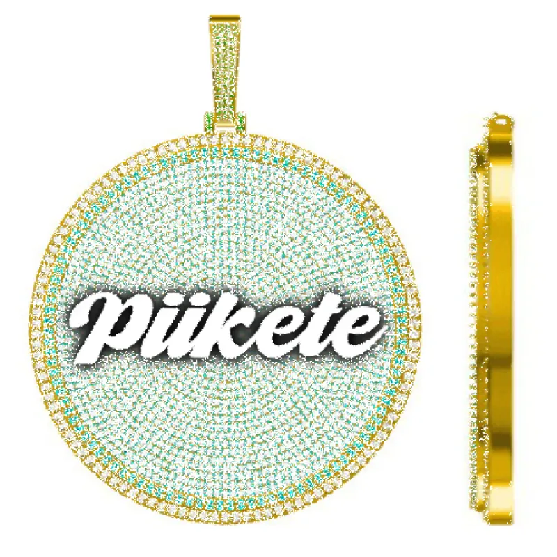 CUSTOM LETTER NECKLACE 3D BIG DISC sold by The GUU Shop