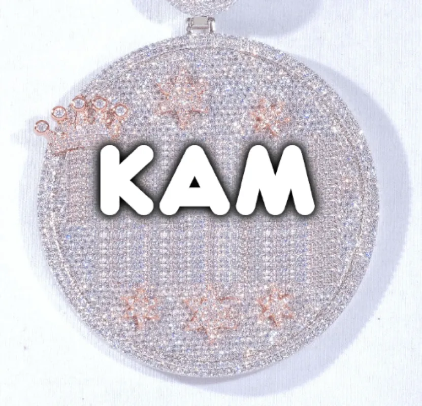 CUSTOM LETTER NECKLACE 3D BIG CROWN DISC sold by The GUU Shop