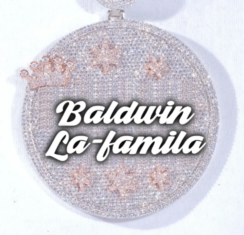 CUSTOM LETTER NECKLACE 3D BIG CROWN DISC sold by The GUU Shop